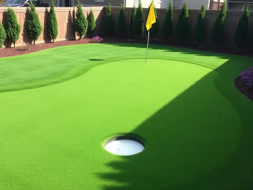 After: Dirt side yard → backyard putting green
